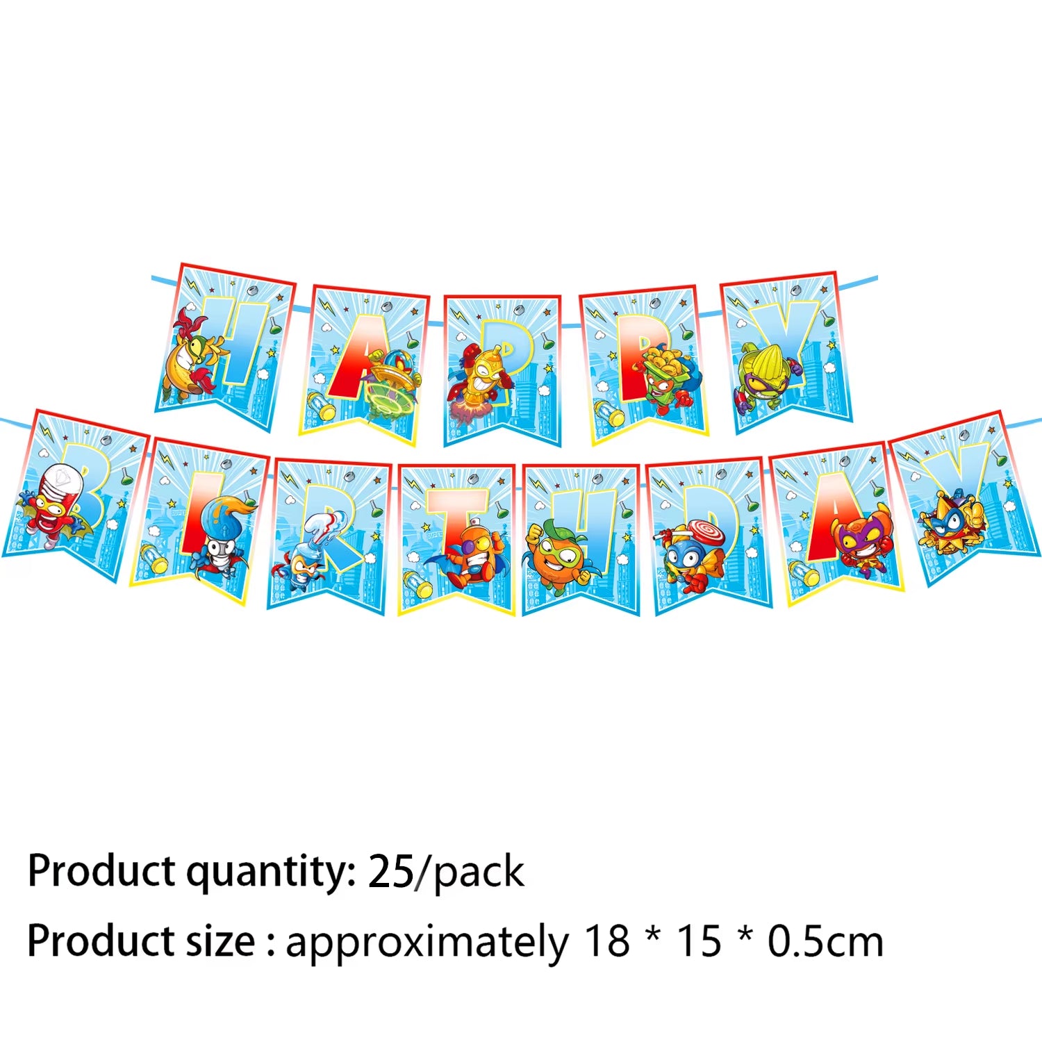 Superzings Cartoon Themed Birthday Party Disposable Tableware Set - Tablecloth, Plates, Cups, Napkins, and Favor Gifts