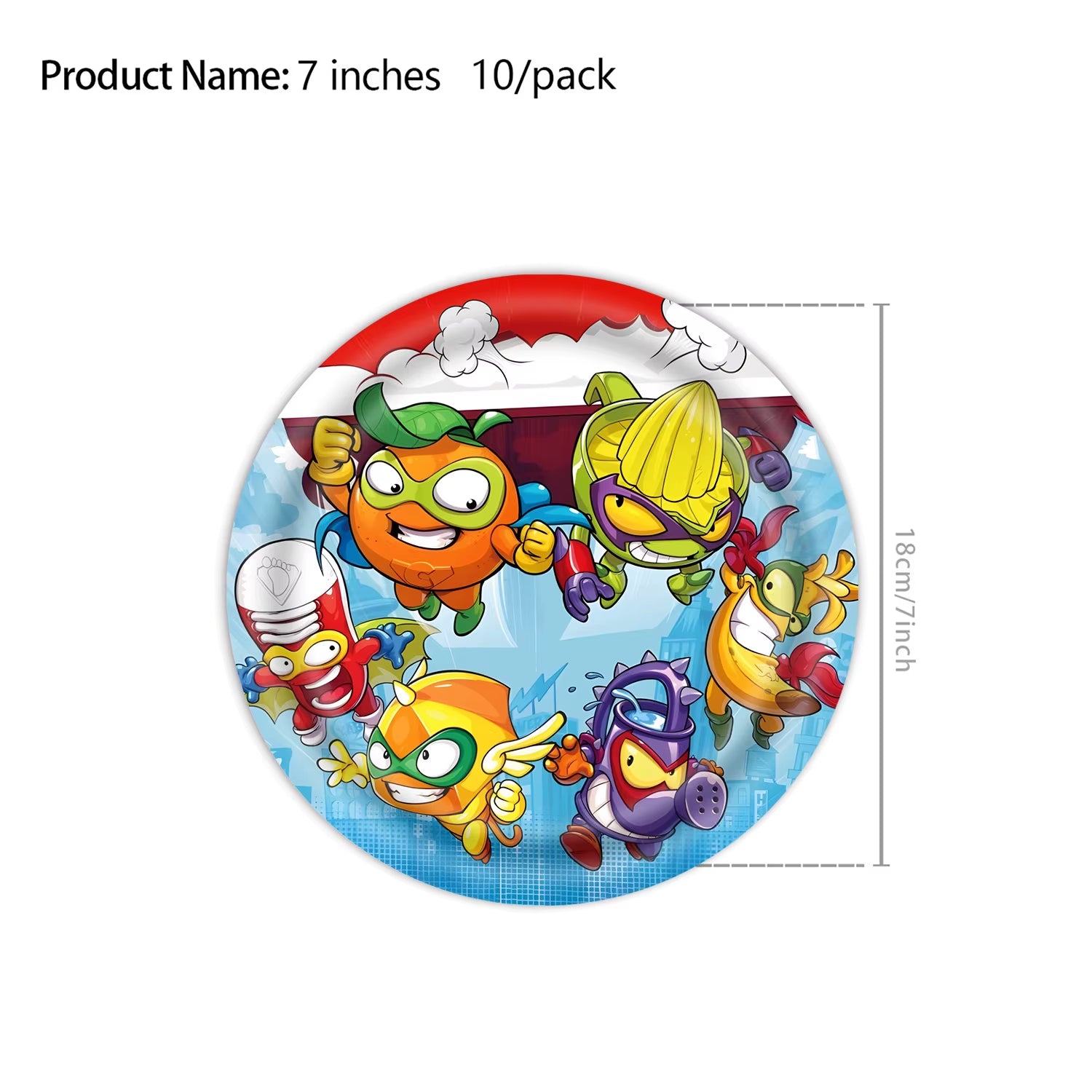 Superzings Cartoon Themed Birthday Party Disposable Tableware Set - Tablecloth, Plates, Cups, Napkins, and Favor Gifts