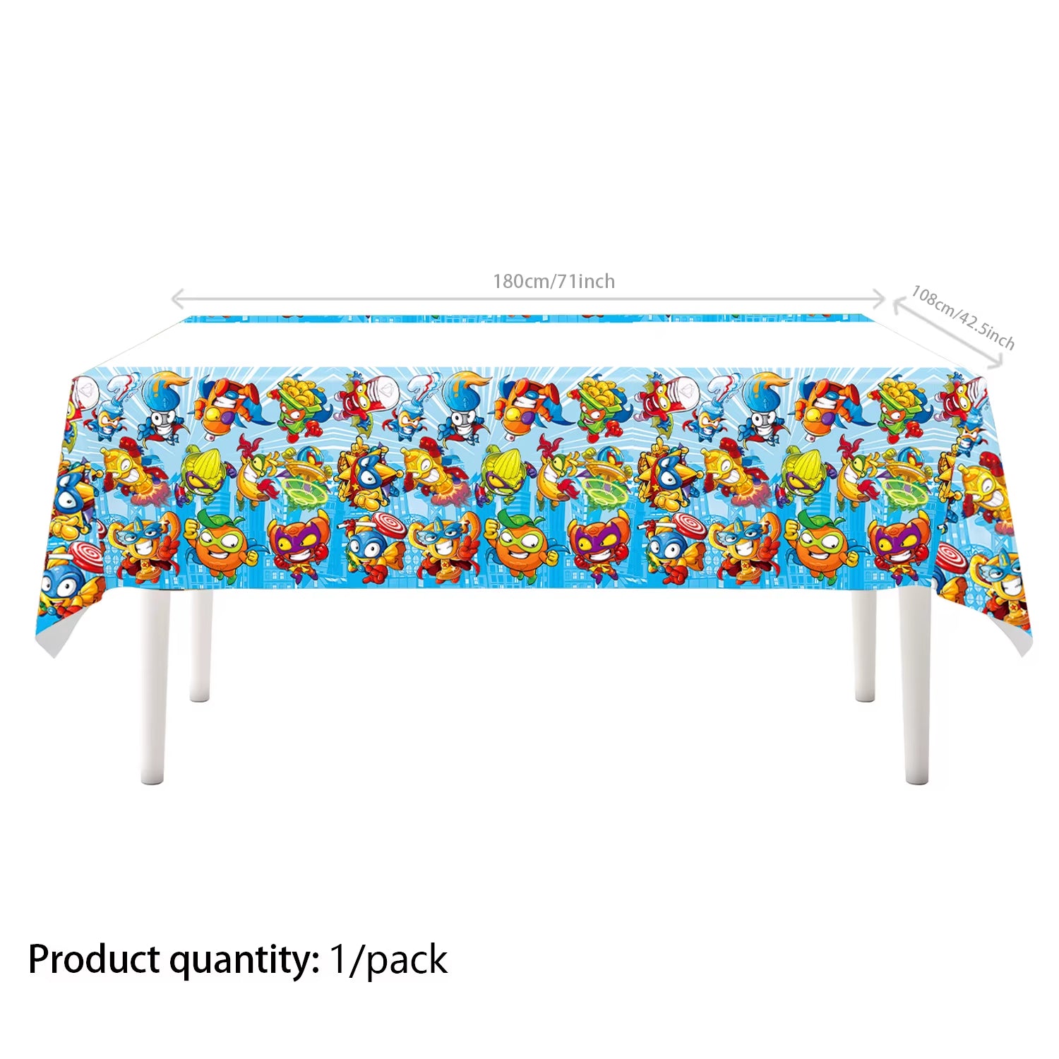 Superzings Cartoon Themed Birthday Party Disposable Tableware Set - Tablecloth, Plates, Cups, Napkins, and Favor Gifts