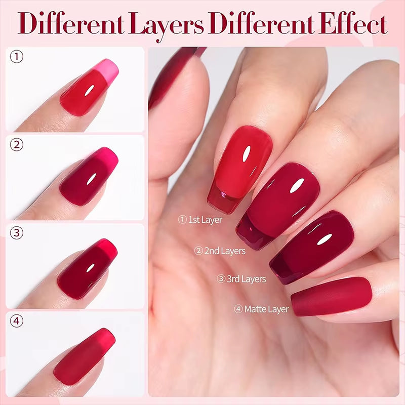10Ml Jelly Nude Gel Nail Polish 50 Colors Semi Transparent Nail Art Nail Supplies Soak off UV LED Nails Gel Varnish