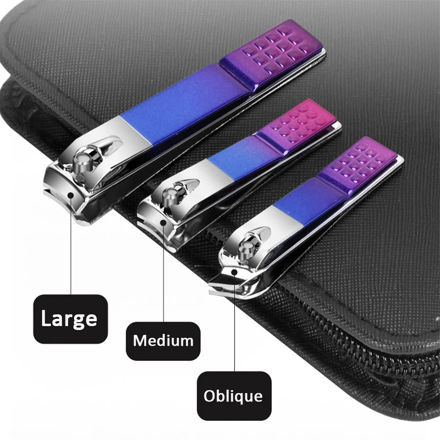 Professional Stainless Steel Manicure and Pedicure Set - 6 to 18 Pieces with Travel Case, Nail Clipper, and Scissors