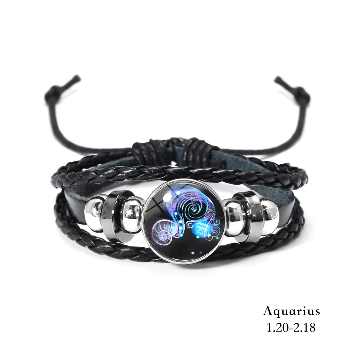 Luminous Zodiac Sign Charm Bracelets for Men and Women - Vintage Multilayer Leather Wrap Bangle - Ideal Birthday Gift