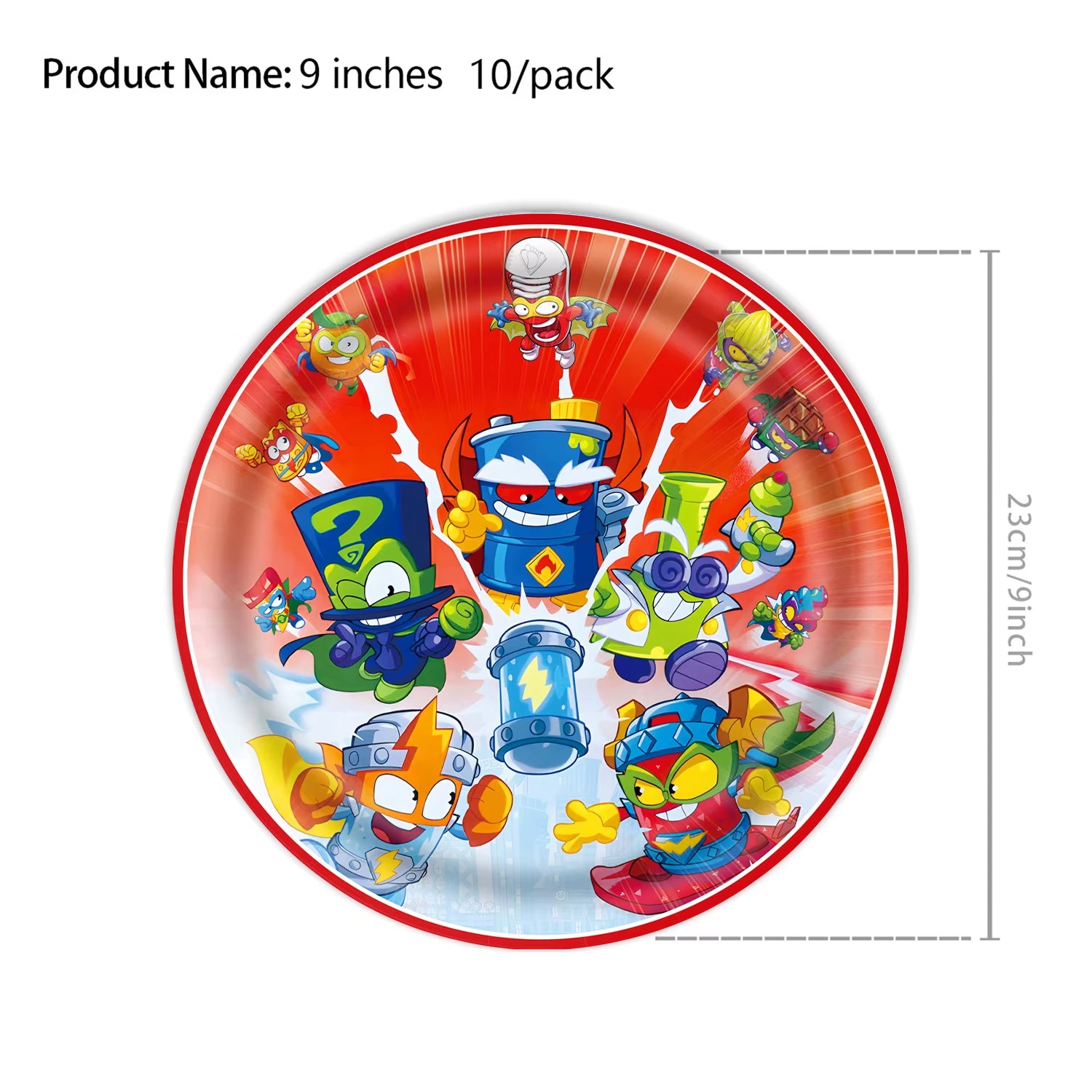 Superzings Cartoon Themed Birthday Party Disposable Tableware Set - Tablecloth, Plates, Cups, Napkins, and Favor Gifts